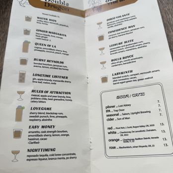 Double Dragon - Drink menu - Sandwiches Near Me - Portland, Oregon