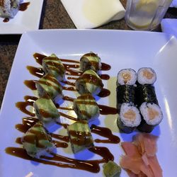 Caterpillar roll and salmon roll