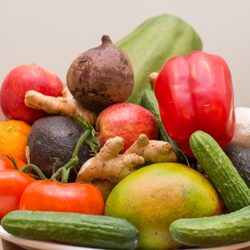 Gut Harmony - A healthy diet full of fruits and vegetables.