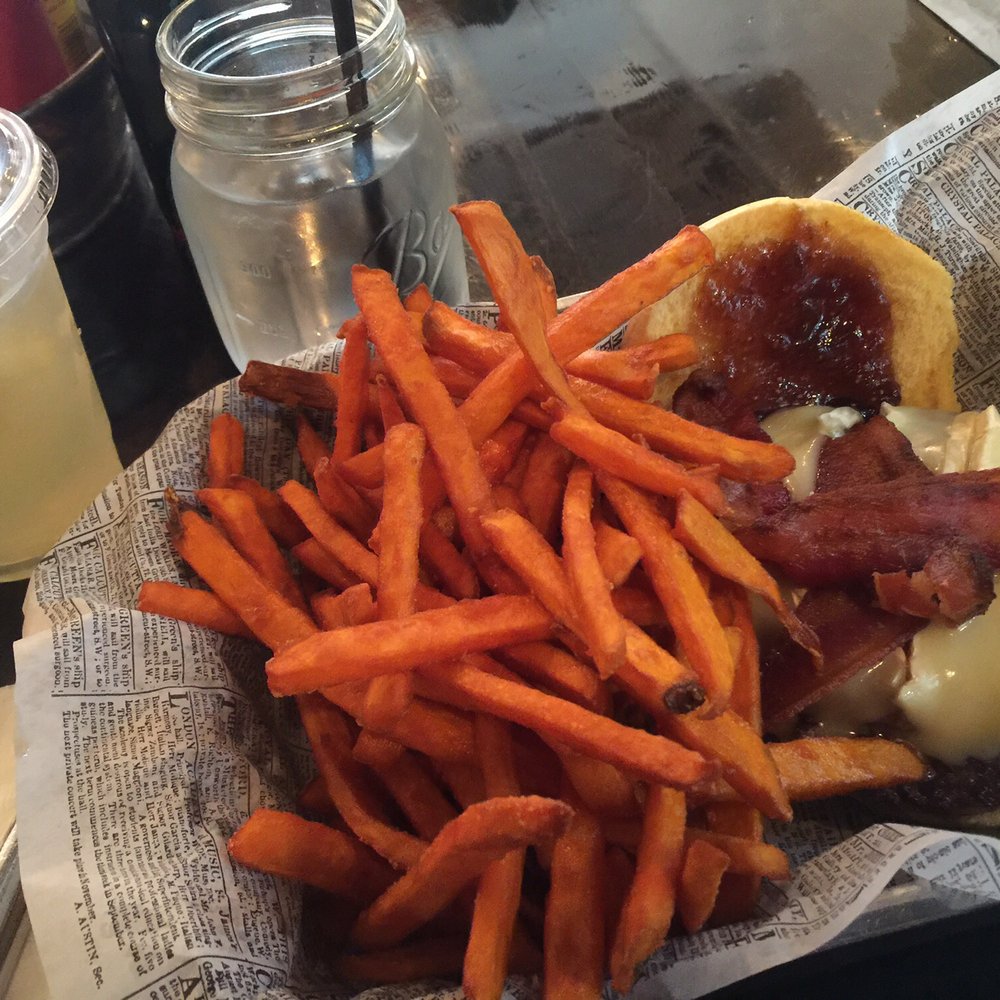 The Committed Pig - Baked brie burger with sweet potato fries, and lemonade - Breakfast & Brunch Near Me - Morristown, New Jersey The Committed Pig - Baked brie burger with sweet potato fries, and lemonade - Breakfast & Brunch Near Me - Morristown, New Jersey
