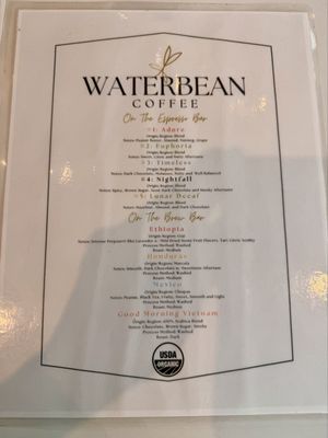 Menu photo 1 Waterbean Coffee - Concord Concord, NC Menu photo 1 Waterbean Coffee - Concord Concord, NC