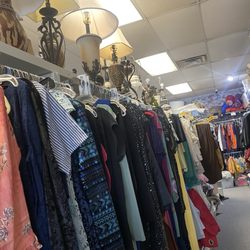 Treasures Galore Indoor Thrift Store - Clothes and lamps