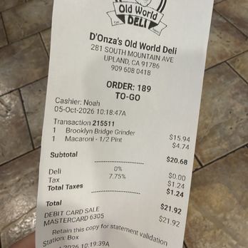 D’Onza's Old World Deli - Delis Near Me - Upland, California