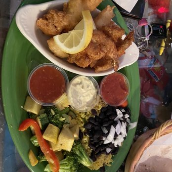 The Bubble Room - Beer battered Shrimp & Grouper dinner - Desserts Near Me - Captiva, Florida