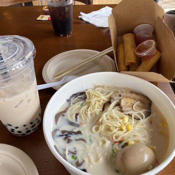 Dumpling Master - Brown sugar Brown Sugar Milk Tea with Boba & Tonkatsu Ramen & Veggie Spring Rolls. The Beef and Onion Potstickers you must try! - Noodles Near Me - Rancho Cucamonga, California Dumpling Master - Brown sugar Brown Sugar Milk Tea with Boba & Tonkatsu Ramen & Veggie Spring Rolls. The Beef and Onion Potstickers you must try! - Noodles Near Me - Rancho Cucamonga, California