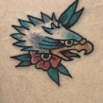 Last Chance Tattoo Parlor - Eagle with flower by the amazing Goblin - Tattoo Near Me - Las Vegas, Nevada