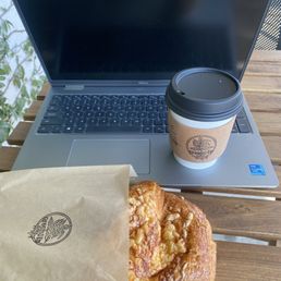 Latte and a ham/cheese croissant