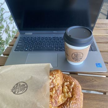 Ground Up Coffee - Latte and a ham/cheese croissant - Coffee & Tea Near Me - Montebello, California
