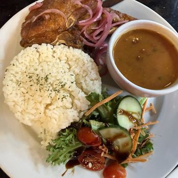 Mesa Latina - Chuletas (pork chops) white rice and red beans with salad - Puerto Rican Near Me - Zephyrhills, Florida Mesa Latina - Chuletas (pork chops) white rice and red beans with salad - Puerto Rican Near Me - Zephyrhills, Florida