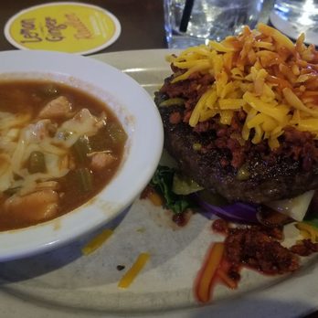 Angry Dog - Grilled Chicken Vegetable Soup  bunless burger - Bars Near Me - Dallas, Texas