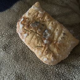 a piece of bread on a blanket
