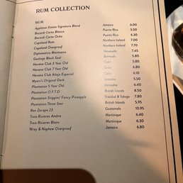 Rum menu