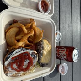 Cheeseburger/twisted fries/dr pepper. Cheeseburger/twisted fries/dr pepper.