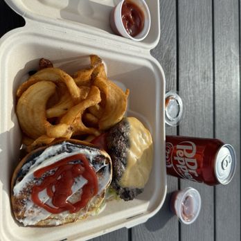 The Wild Alaskan - Cheeseburger/twisted fries/dr pepper. - Seafood Near Me - Juneau, Alaska The Wild Alaskan - Cheeseburger/twisted fries/dr pepper. - Seafood Near Me - Juneau, Alaska