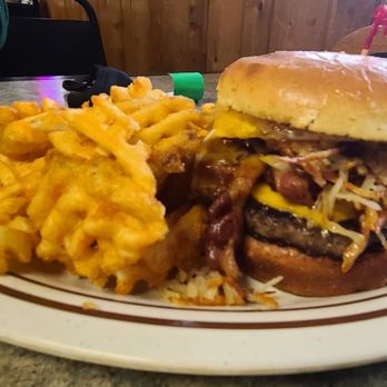 Three Seasons Cafe - Brunch burger! Omg amazing! The waffle fries were also amazing. - Breakfast & Brunch Near Me - Manistique, Michigan