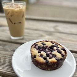 Three Birds - Blueberry vanilla pound cake and an iced latte. Post bike ride ritual. This spot rules. Great coffee and service!
