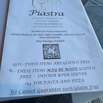 Piastra - Menu - Italian Near Me - Marietta, Georgia