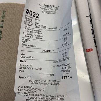 Yugo Roll Bowl - Receipt - Sushi Bars Near Me - Burnaby, British Columbia