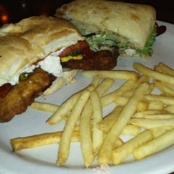 JT's Brew & Grill - Half of a tenderloin sandwich and half of a beachcomber sandwich