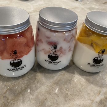 KOKONUT - Watermelon Coconut Pudding with Watermelon Coconut Pudding w/ Mango Coconut Pudding with Mixed Fruits - Ice Cream & Frozen Yogurt Near Me - Costa Mesa, California
