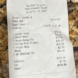 Here is the receipt with the $25 NO ORDERING FEE added to the bill. WTF! Here is the receipt with the $25 NO ORDERING FEE added to the bill. WTF!