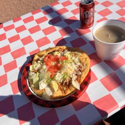 Hwy 89 Yummy Shack - Fry bread taco, and mutton and dumplings stew