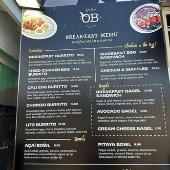 OB Surf Cafe - Breakfast/Lunch Menu - Breakfast & Brunch Near Me - San Diego, California