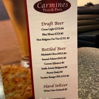 Carmines Pizza & Pasta - a menu for the restaurant - Pizza Near Me - Lone Tree, Colorado