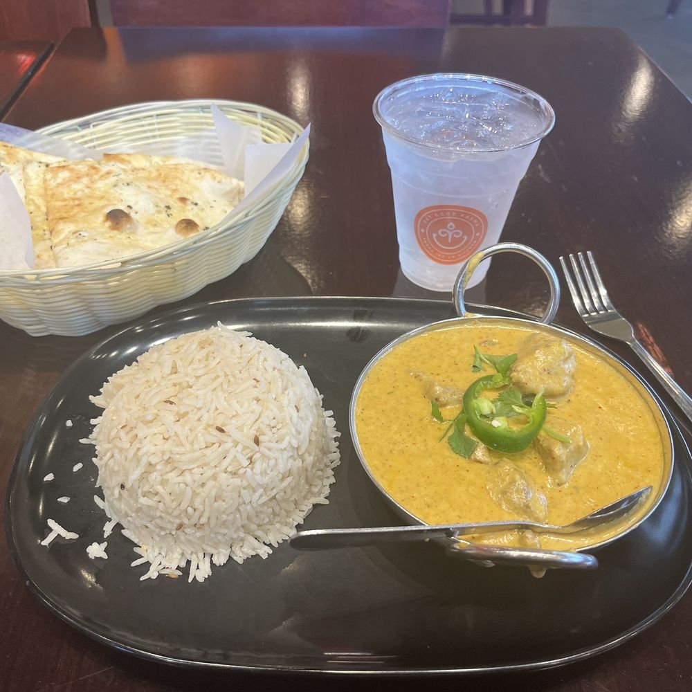 Lamb Korma with Garlic Nan. Lamb Korma with Garlic Nan.