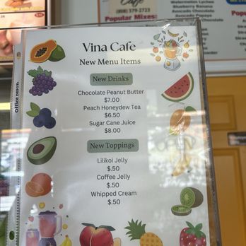 Vina Cafe - New menu items 5/2025 - Juice Bars & Smoothies Near Me - Aiea, Hawaii