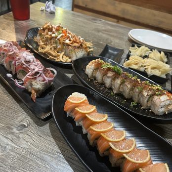 Sushi R91 - Salmon Tataki (top left) UCR Roll (bottom left) Cajun Albacore (top right) Salmon Ceviche (bottom right) - Japanese Near Me - Riverside, California Sushi R91 - Salmon Tataki (top left) UCR Roll (bottom left) Cajun Albacore (top right) Salmon Ceviche (bottom right) - Japanese Near Me - Riverside, California