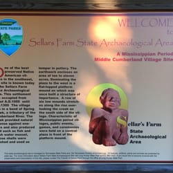 Sellars State Farm Archaeological Area - Six low mounds rise over the creek. Occupied from AD 1000 to AD 1300. Artifacts from here are held at Harvard.