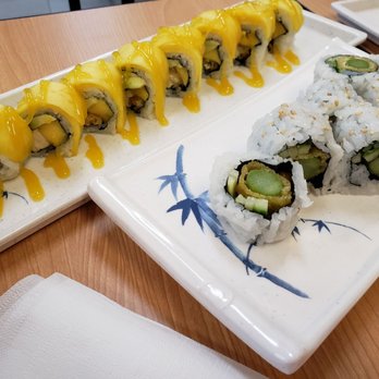 Eiko Cafe - I think that was the Hawaiian with veggie substitute, and the asparagus rolls. - Japanese Near Me - Sandy, Utah Eiko Cafe - I think that was the Hawaiian with veggie substitute, and the asparagus rolls. - Japanese Near Me - Sandy, Utah