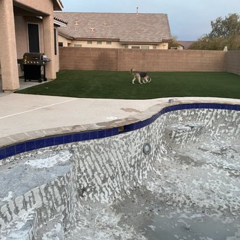 Trident Pool Plaster & Renovation - After the chip out was complete and new tile was installed - this is actually how this is supposed to look! - Pool & Hot Tub Service Near Me - Las Vegas, Nevada Trident Pool Plaster & Renovation - After the chip out was complete and new tile was installed - this is actually how this is supposed to look! - Pool & Hot Tub Service Near Me - Las Vegas, Nevada