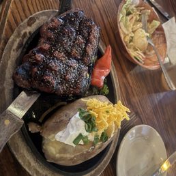 New York strip with baked potato
