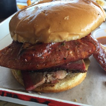 Stiles Switch BBQ & Brew - El Diablo sandwich... jalapeño sausage with brisket! - Barbeque Near Me - Austin, Texas