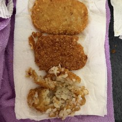 Burgerville - I ordered 2 large hash browns and this is what I received 1 out of the 4 was acceptable!!'