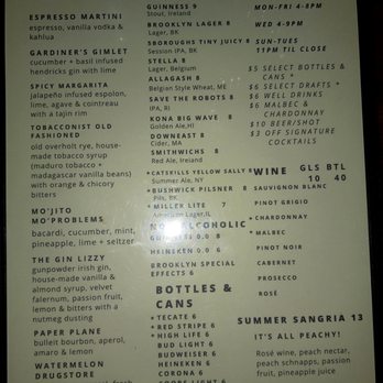 The Canary - Drink menu - Bars Near Me - Brooklyn, New York The Canary - Drink menu - Bars Near Me - Brooklyn, New York