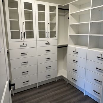 S & S Cabinets and Closets - Master Bedroom Walk-In Closet organization - Cabinetry Near Me - Fremont, California S & S Cabinets and Closets - Master Bedroom Walk-In Closet organization - Cabinetry Near Me - Fremont, California