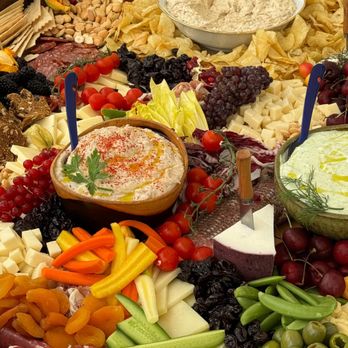 Little Rock Farm Catering - Grazing table with homemade hummus assortment of cheese, cured meats, pickled vegetables and fresh vegetables - Caterers Near Me - Vineyard Haven, Massachusetts Little Rock Farm Catering - Grazing table with homemade hummus assortment of cheese, cured meats, pickled vegetables and fresh vegetables - Caterers Near Me - Vineyard Haven, Massachusetts