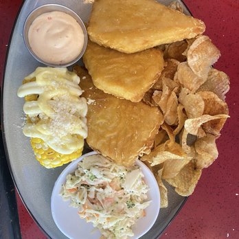 Mirella’s Tavern - Fish w/sriracha Mayo & (not really chips), coleslaw, & corn - Italian Near Me - Chicago, Illinois Mirella’s Tavern - Fish w/sriracha Mayo & (not really chips), coleslaw, & corn - Italian Near Me - Chicago, Illinois
