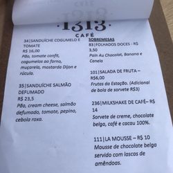1313 Café - Cardapio