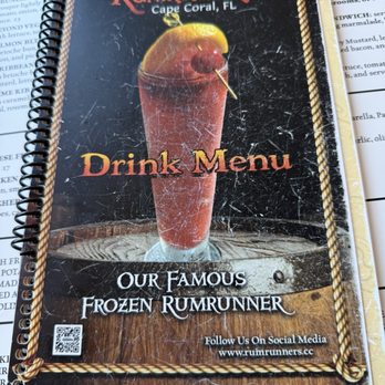 Rumrunners - Their drink menu - Seafood Near Me - Cape Coral, Florida