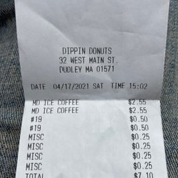 a receipt for a donut