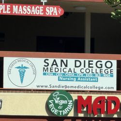 San Diego Medical College CNA School - School sign is shopping complex,