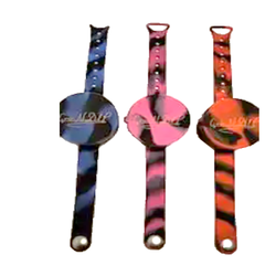 Grip & Dip wrist band. No more putting product on the back of your hand when styling hair.
