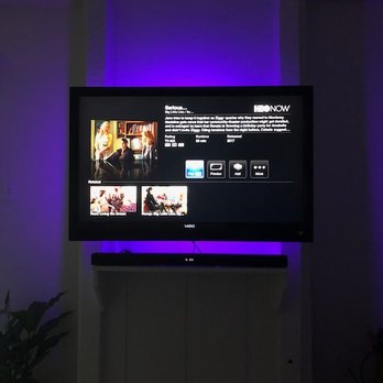 Audio by Design - Tv + sound bar installation with lights in the back! - Home Theatre Installation Near Me