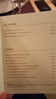 Menu photo 5 Platerets Barcelona, B