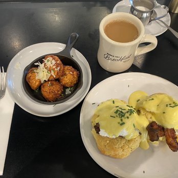 Magnolia Table - Eggs Benedict and house made tater tots. - Breakfast & Brunch Near Me - Waco, Texas Magnolia Table - Eggs Benedict and house made tater tots. - Breakfast & Brunch Near Me - Waco, Texas
