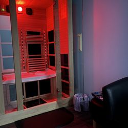 Georgetown Professional Massage and Wellness - Full Spectrum Infrared Sauna with Chromotherapy Lighting.